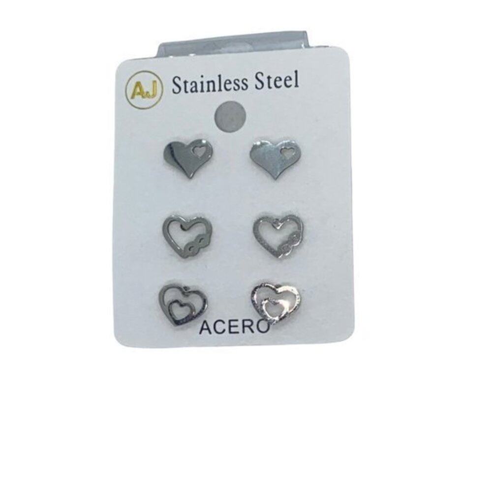 NWT Silver-Tone 3-Pack Heart Cut-Out Earrings